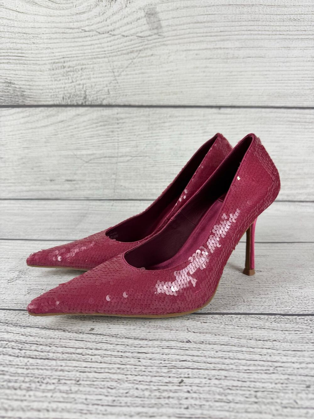 Jeffrey Campbell Women's Sequin Mauve Pink Pointed Toe Pumps Size 9
